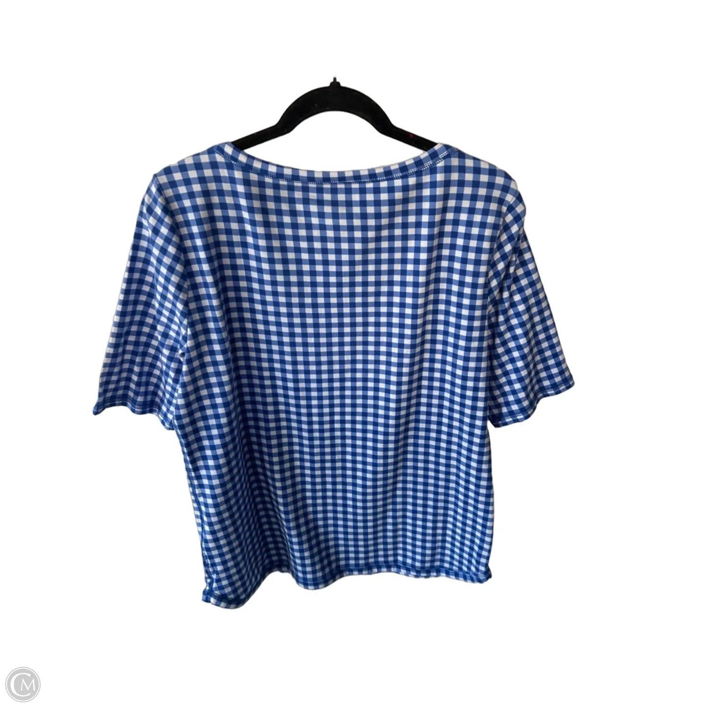 Top Short Sleeve Basic By Talbots In Blue & White, Size: L