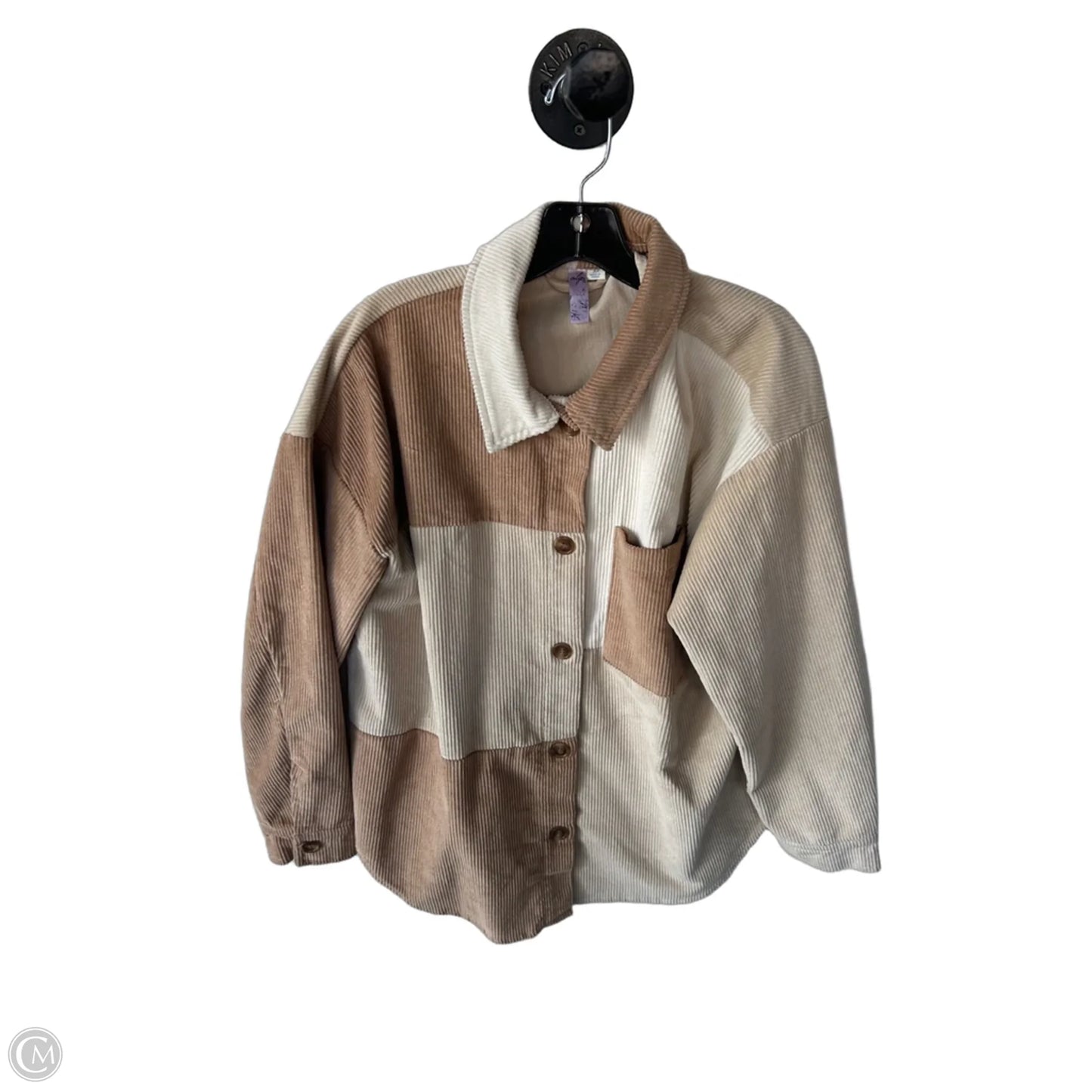 Jacket Shirt By Alya In Brown & Cream, Size: M
