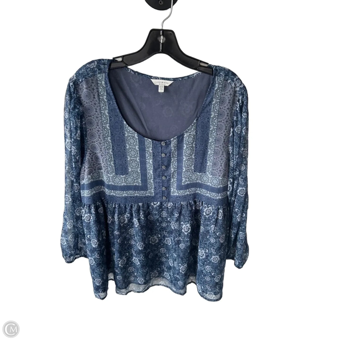 Top Long Sleeve By Lucky Brand In Blue, Size: 2x