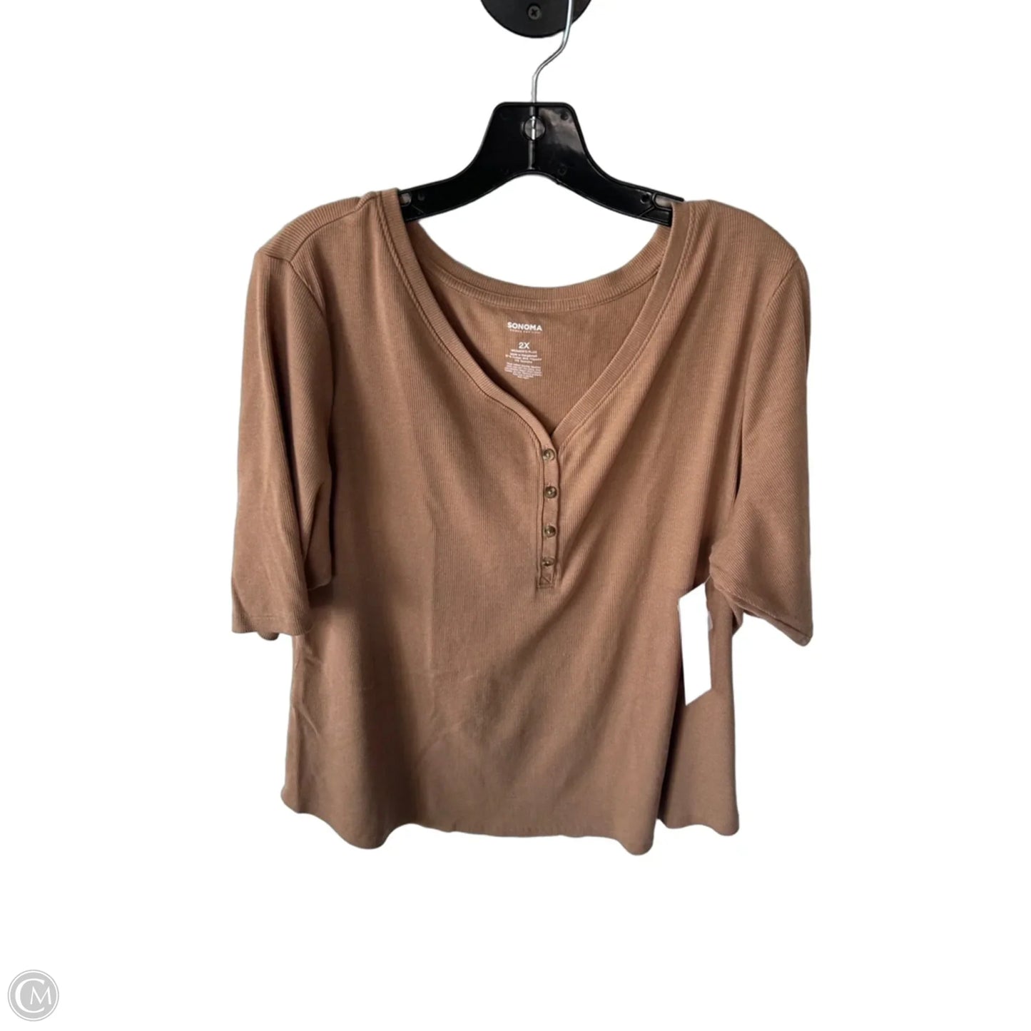 Top Short Sleeve By Sonoma In Tan, Size: 2x
