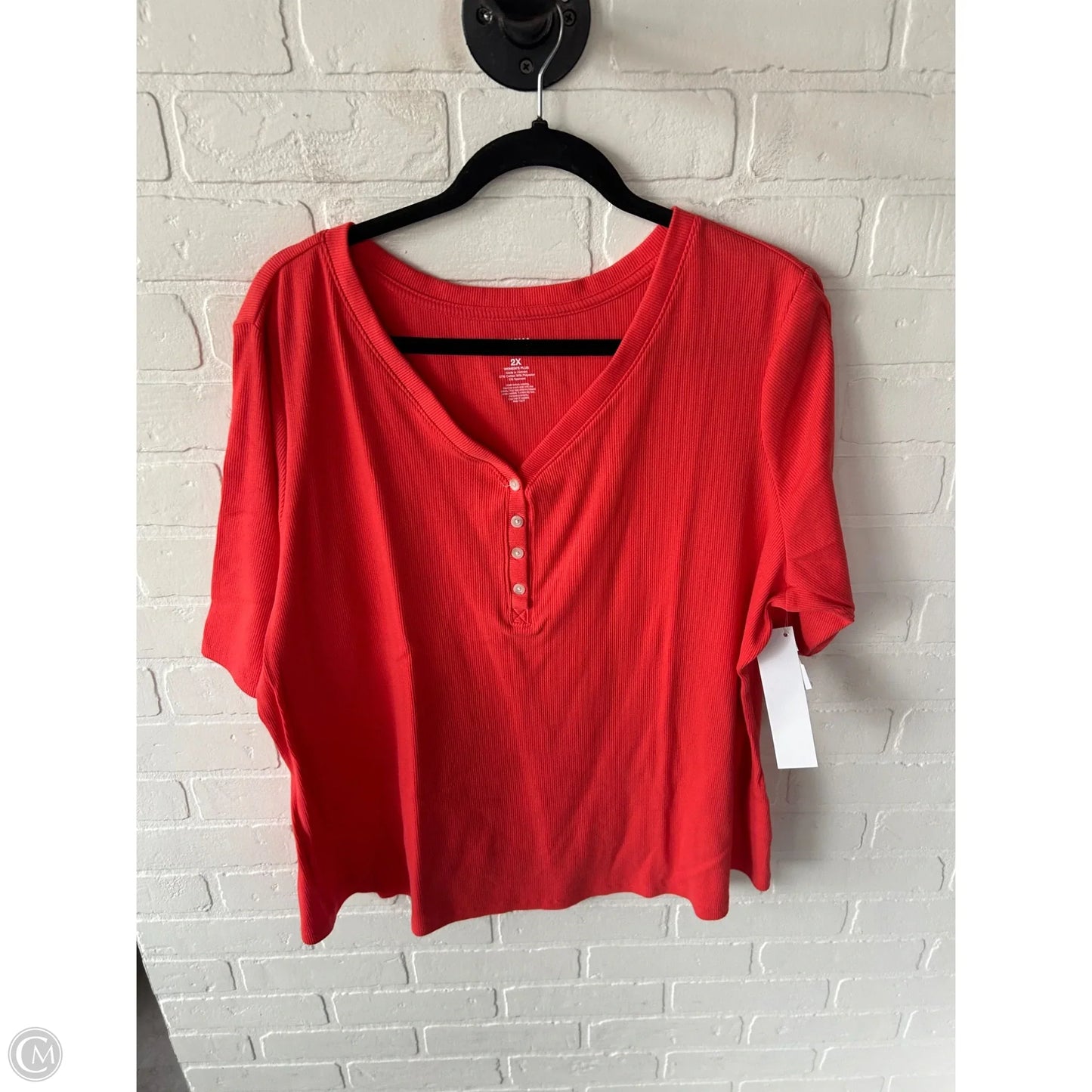 Top Short Sleeve By Sonoma In Orange, Size: 2x
