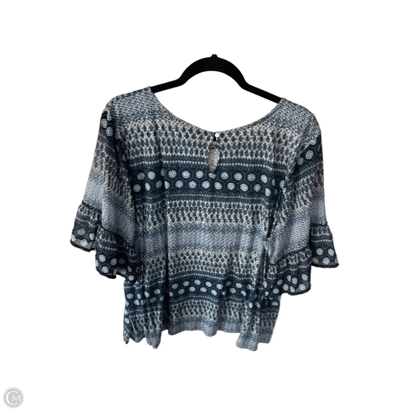 Top Short Sleeve By Lucky Brand In Blue & White, Size: 2x