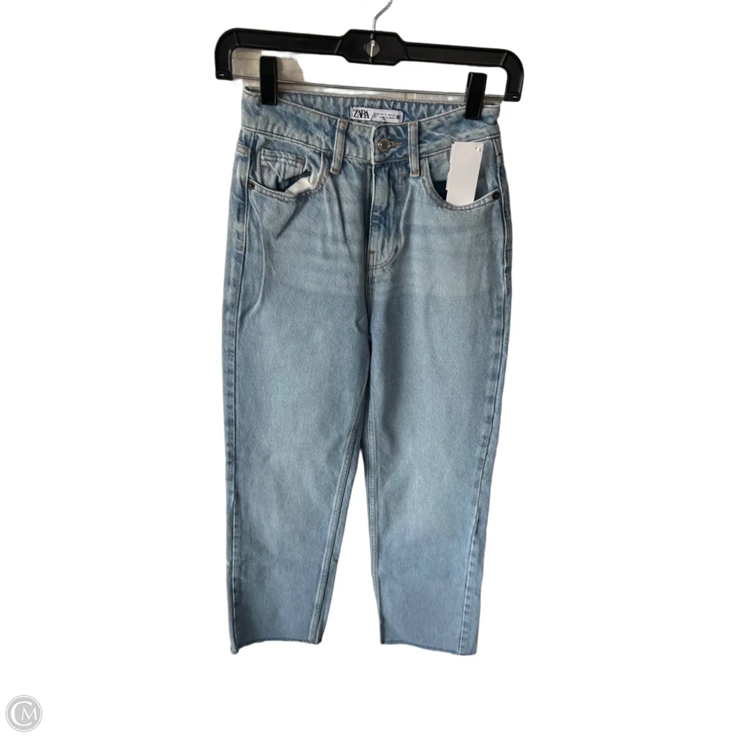 Jeans Straight By Zara In Blue Denim, Size: 0