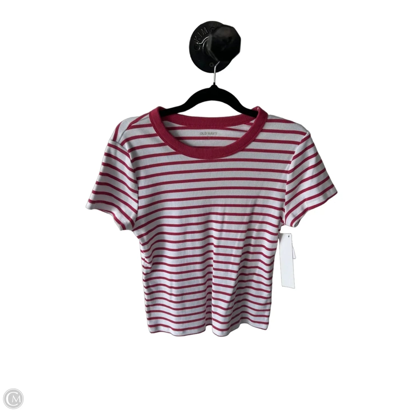 Top Short Sleeve Basic By Old Navy In Pink & White, Size: L