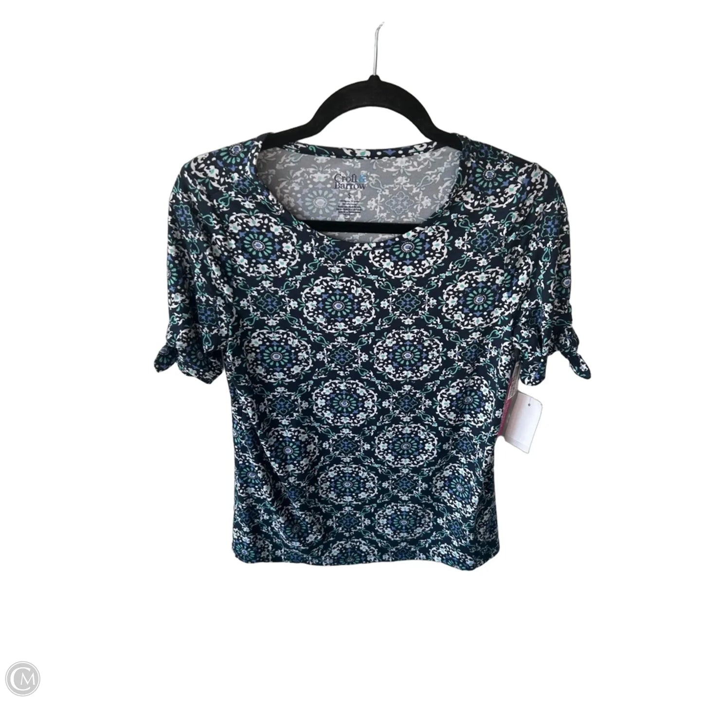 Top Short Sleeve By Croft And Barrow In Blue & White, Size: S