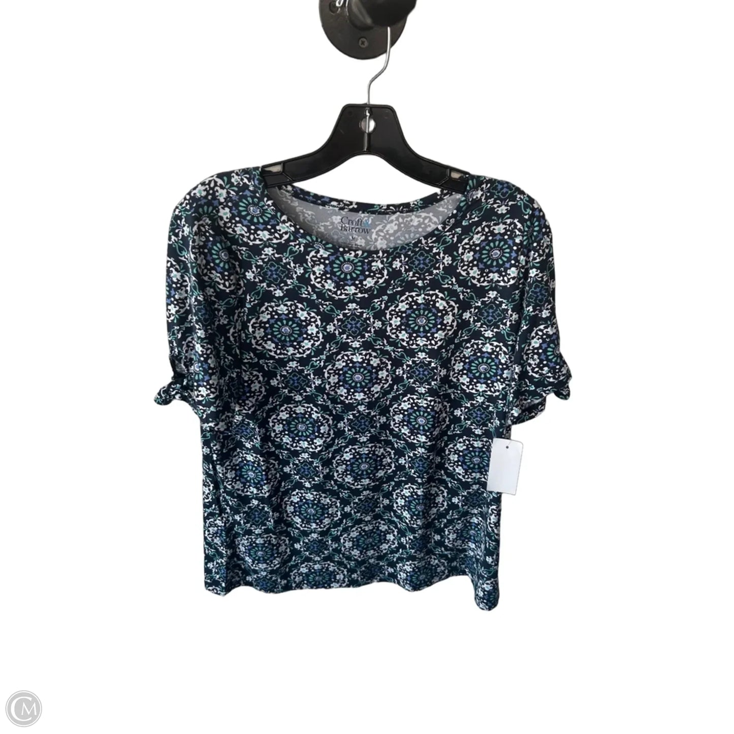 Top Short Sleeve By Croft And Barrow In Blue & White, Size: M