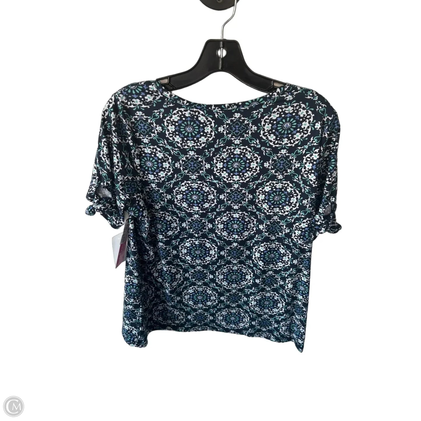 Top Short Sleeve By Croft And Barrow In Blue & White, Size: M