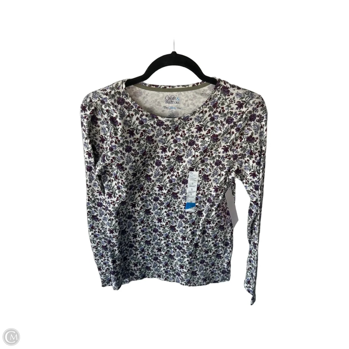 Top Long Sleeve Basic By Croft And Barrow In Purple & White, Size: S