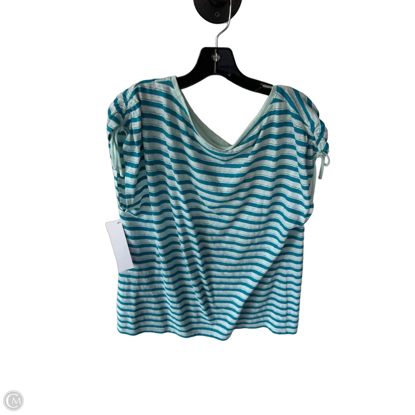 Top Short Sleeve By Talbots In Blue & White, Size: Xl