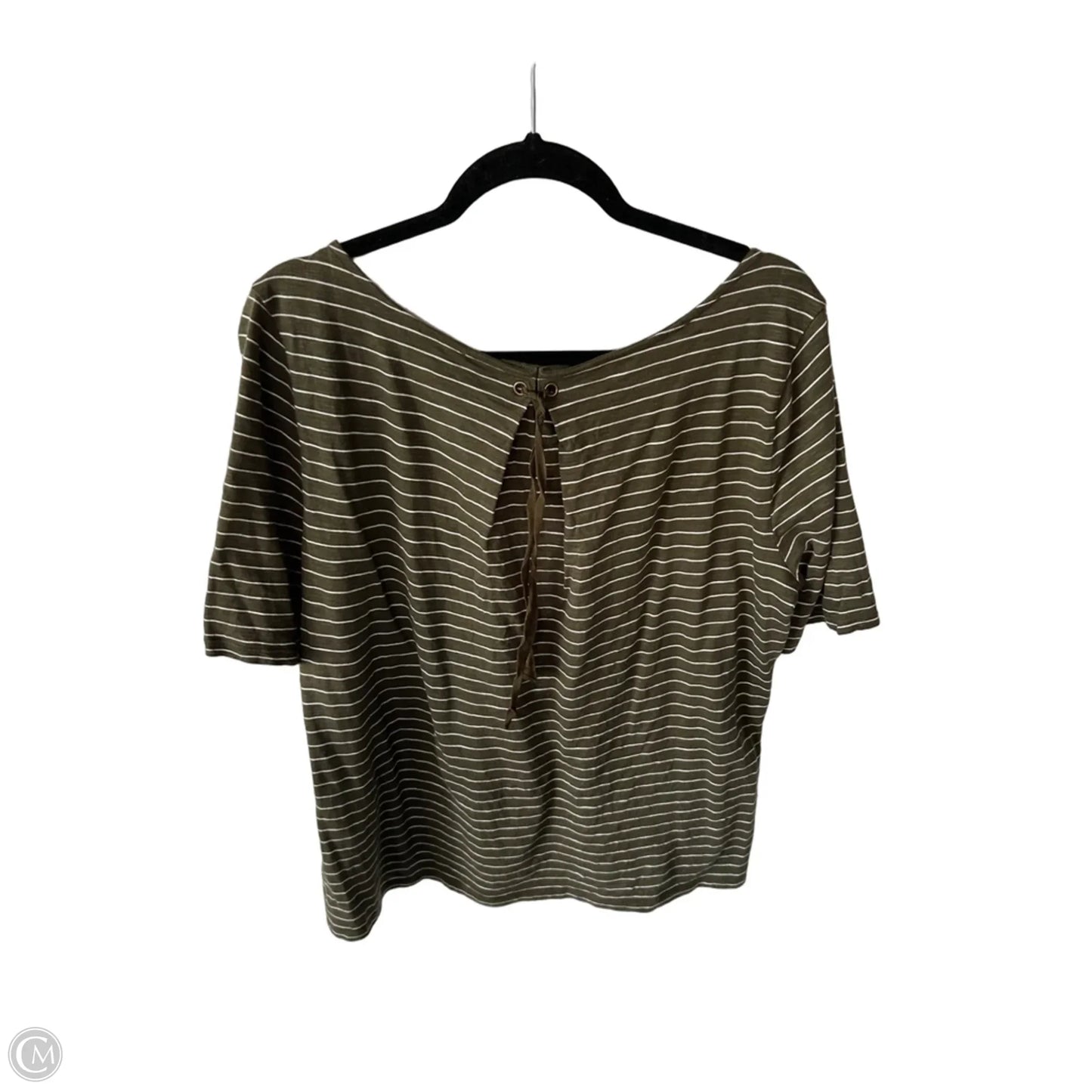 Top Short Sleeve By Talbots In Green & White, Size: L