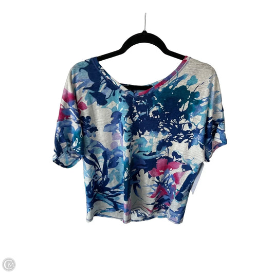 Top Short Sleeve By Chicos In Blue & White, Size: L
