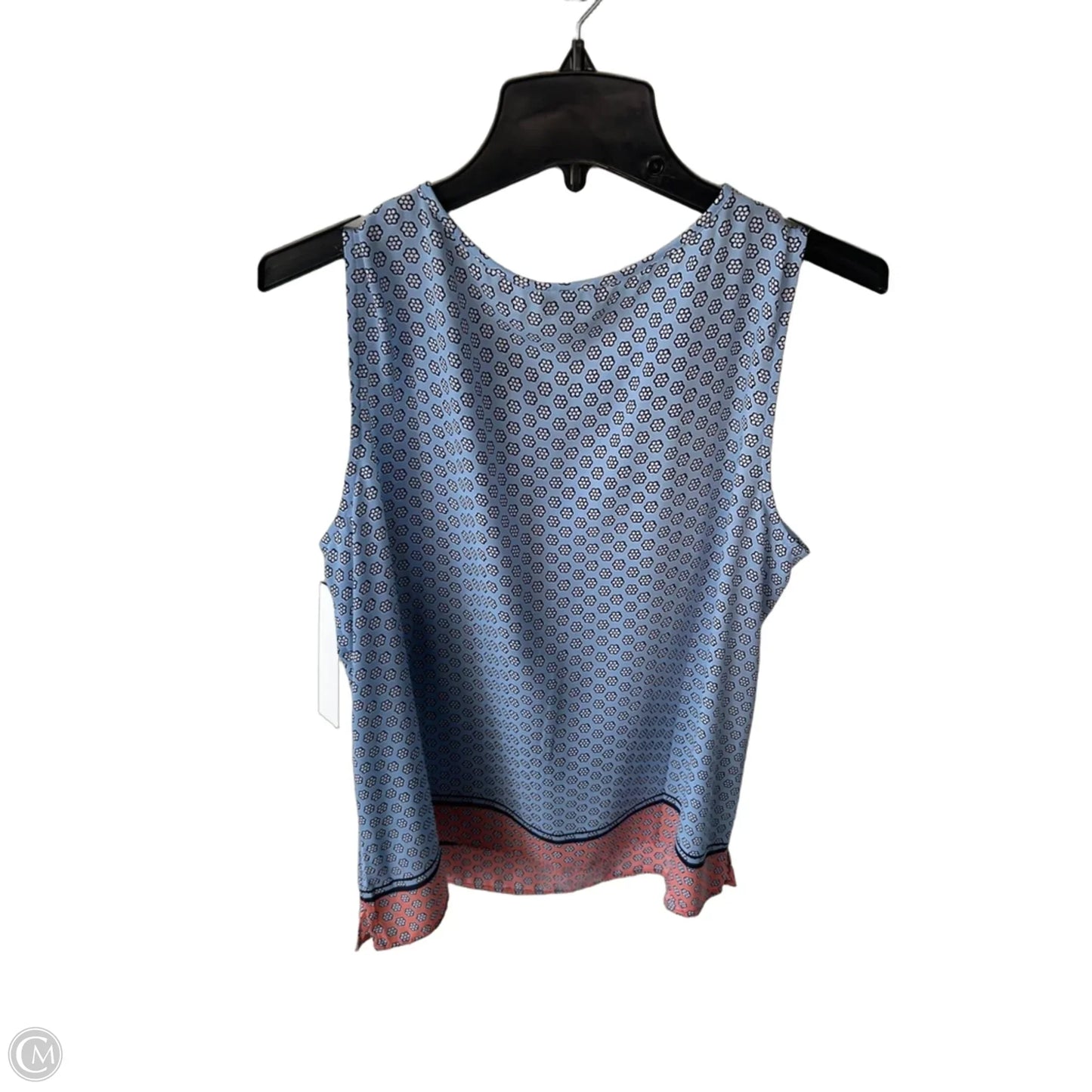Top Sleeveless By Talbots In Blue & White, Size: L