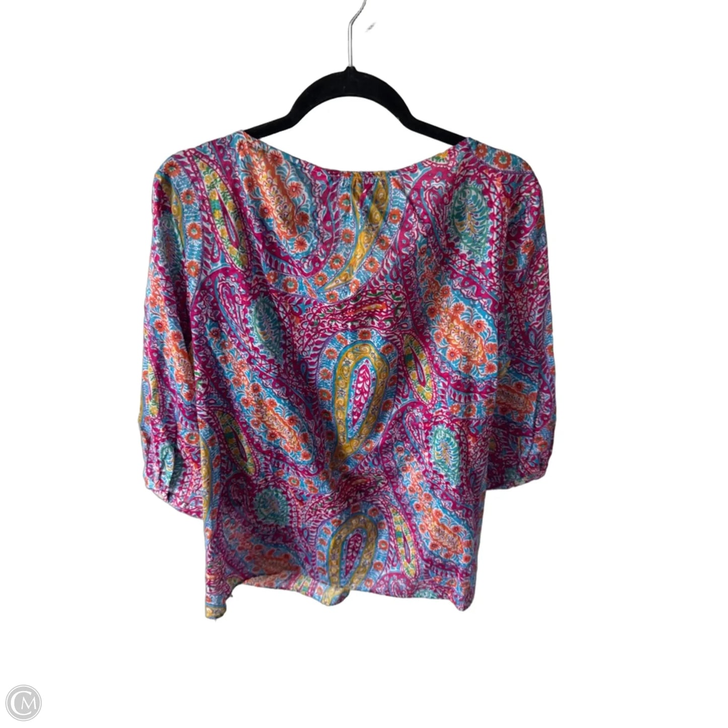Top 3/4 Sleeve By Lauren By Ralph Lauren In Blue & Pink, Size: 1x