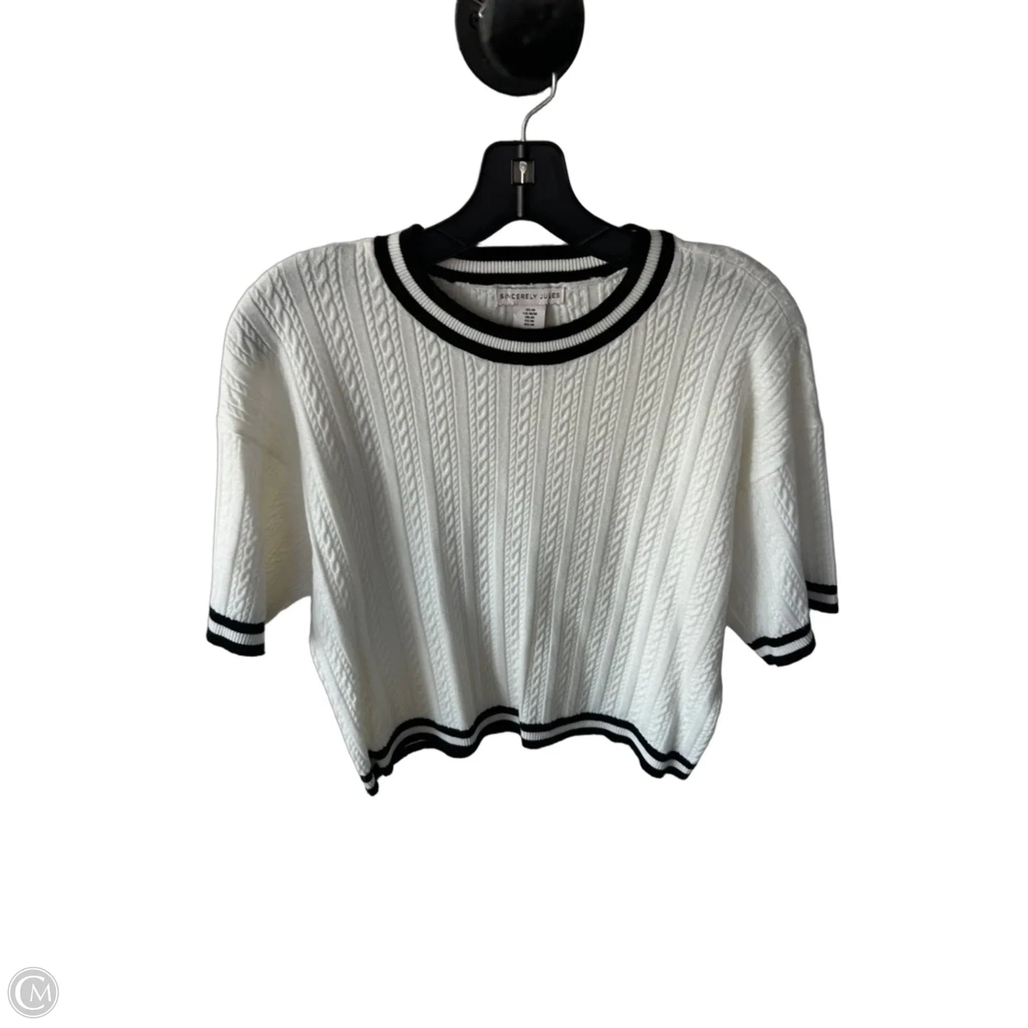 Sweater Short Sleeve By Sincerely Jules In Black & White, Size: M