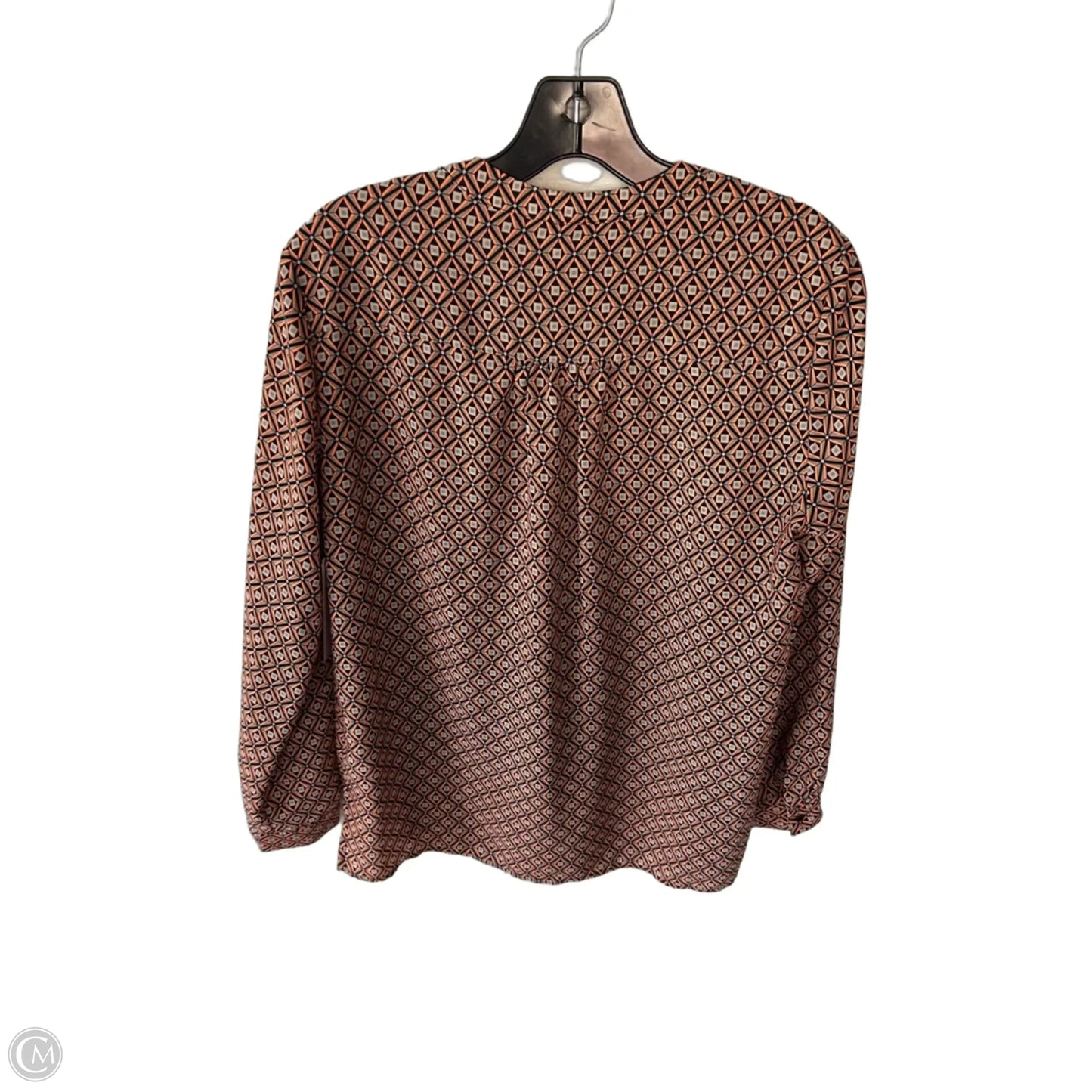 Top Long Sleeve By Pleione In Orange & Tan, Size: M