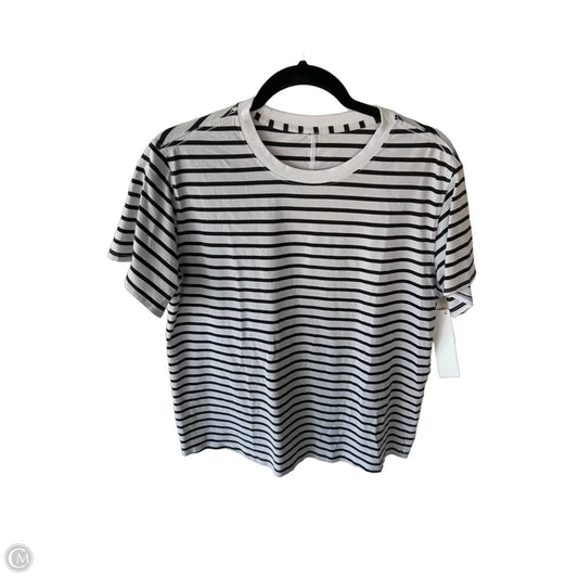 Athletic Top Short Sleeve By Lululemon In Black & White, Size: M