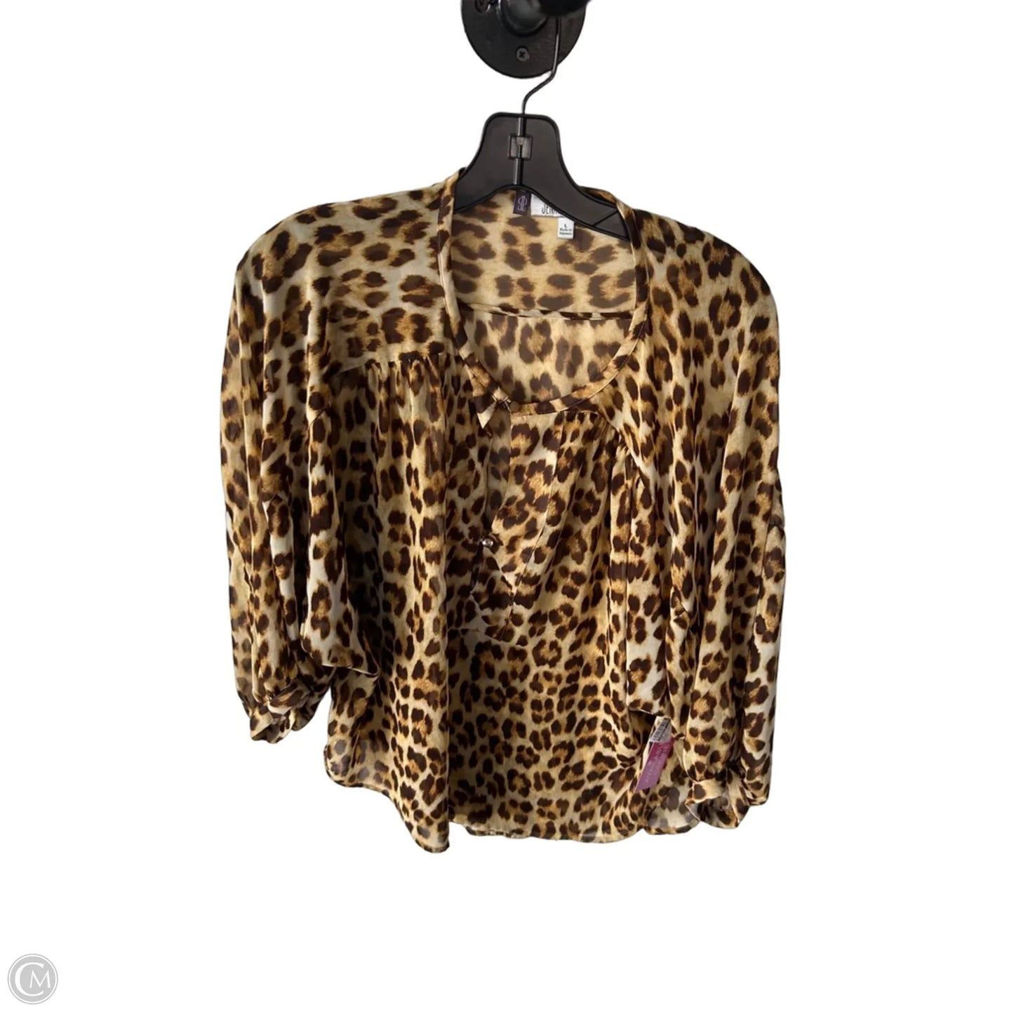 Top Long Sleeve By Jennifer Lopez In Brown & Yellow, Size: L
