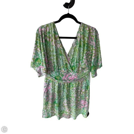 Dress Designer By Lilly Pulitzer In Green & White, Size: L