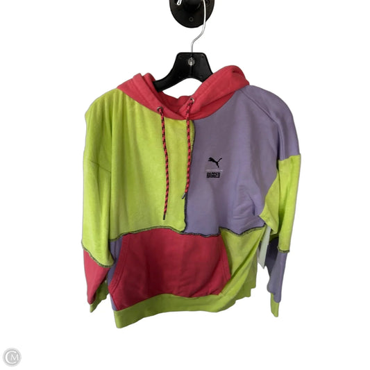 Athletic Sweatshirt Hoodie By Puma In Green & Purple, Size: Xs