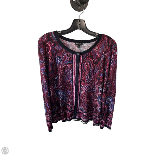 Sweater Cardigan By Talbots In Blue & Red, Size: L