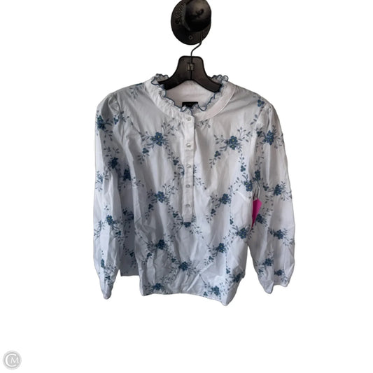 Top Long Sleeve By Talbots In Blue & White, Size: S