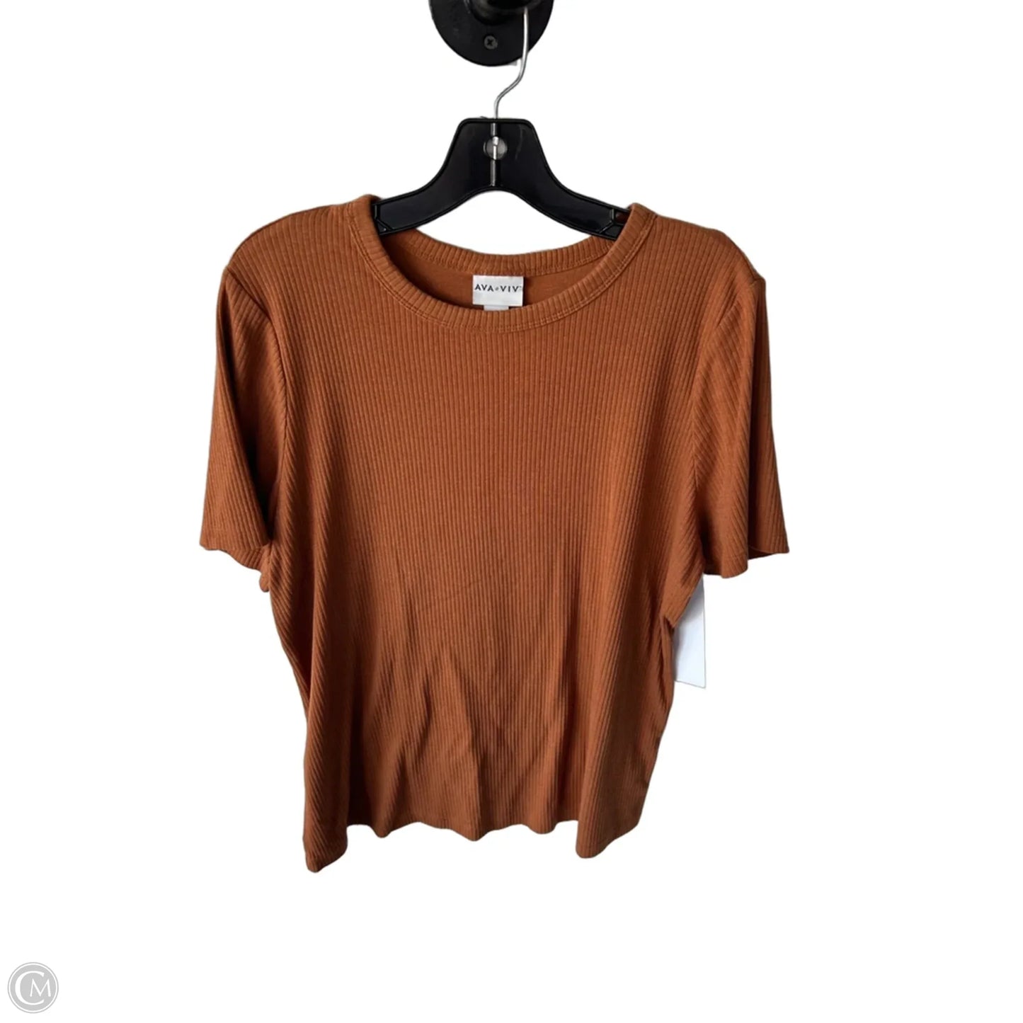 Top Short Sleeve Basic By Ava & Viv In Orange, Size: Xl