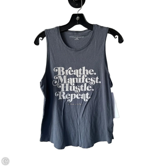 Athletic Tank Top By Spiritual Gangster In Grey & White, Size: L