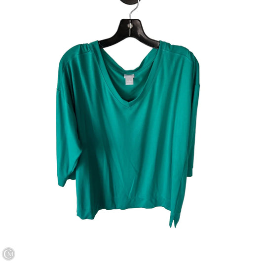 Top 3/4 Sleeve Basic By Chicos In Green, Size: L
