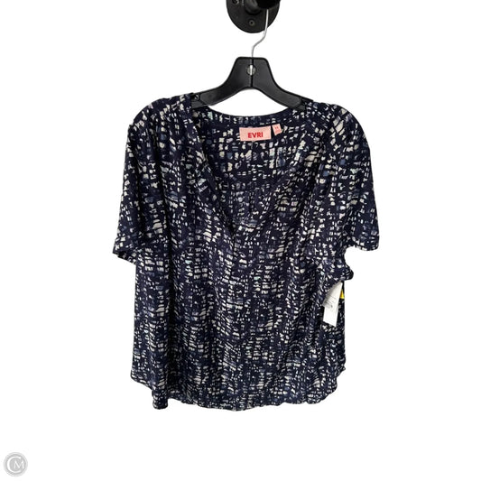 Top Short Sleeve By Evri In Blue & White, Size: 2x