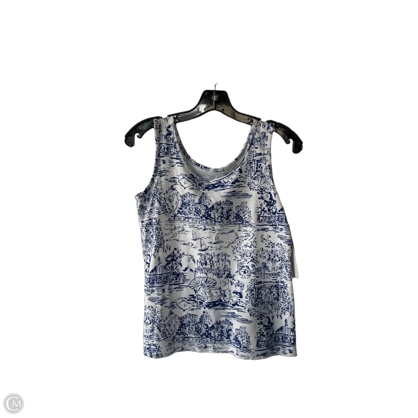 Top Sleeveless Basic By Lands End In Blue & White, Size: Xs