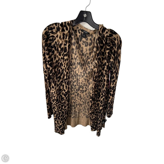 Sweater Cardigan By Halogen In Black & Tan, Size: 4