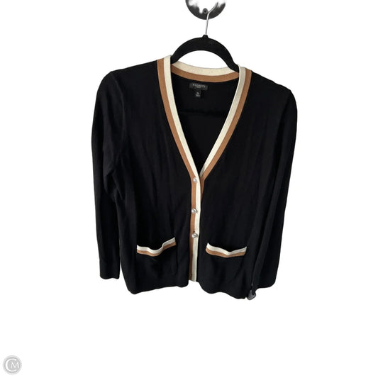 Sweater Cardigan By Talbots In Black & Tan, Size: Mp