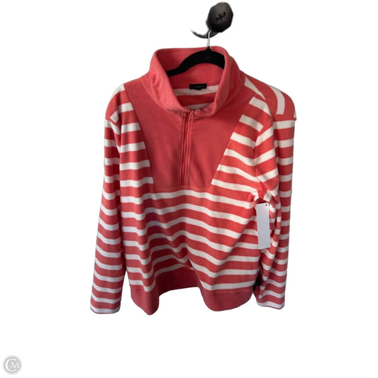 Jacket Fleece By Talbots In Orange & White, Size: L