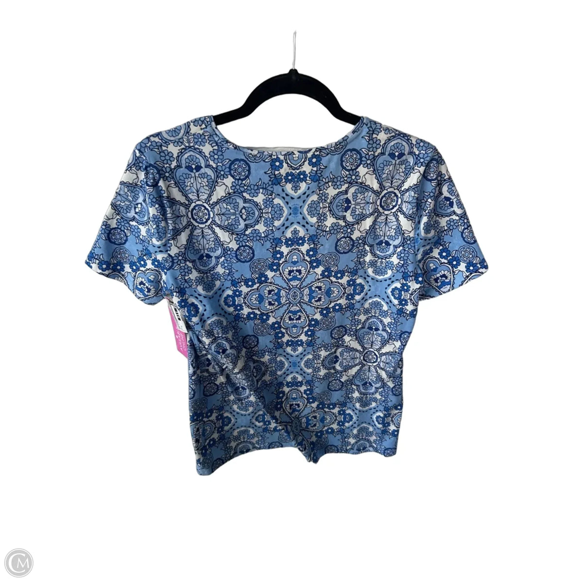 Top Short Sleeve Basic By Talbots In Blue & White, Size: M
