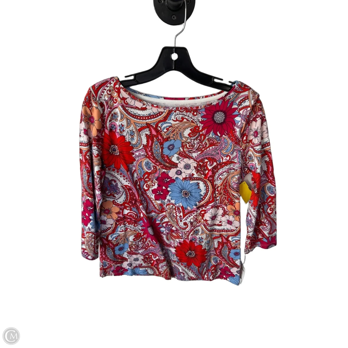 Top 3/4 Sleeve Basic By Talbots In Red & White, Size: M