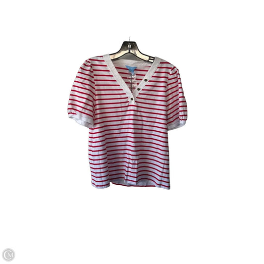 Top Short Sleeve By Draper James In Red & White, Size: M