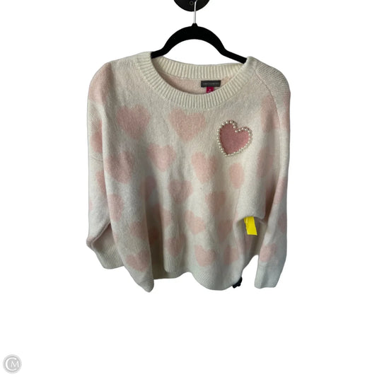 Sweater By Vince Camuto In Pink & White, Size: M