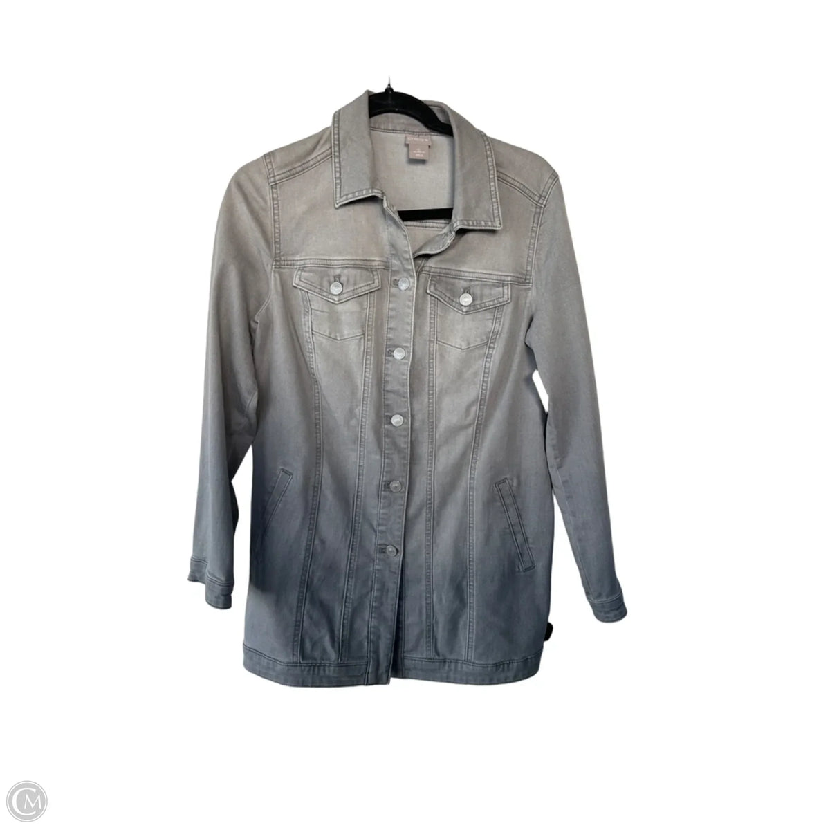 Jacket Denim By Chicos In Grey, Size: S