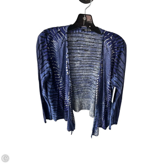 Sweater Cardigan By Nic + Zoe In Blue & White, Size: Mp
