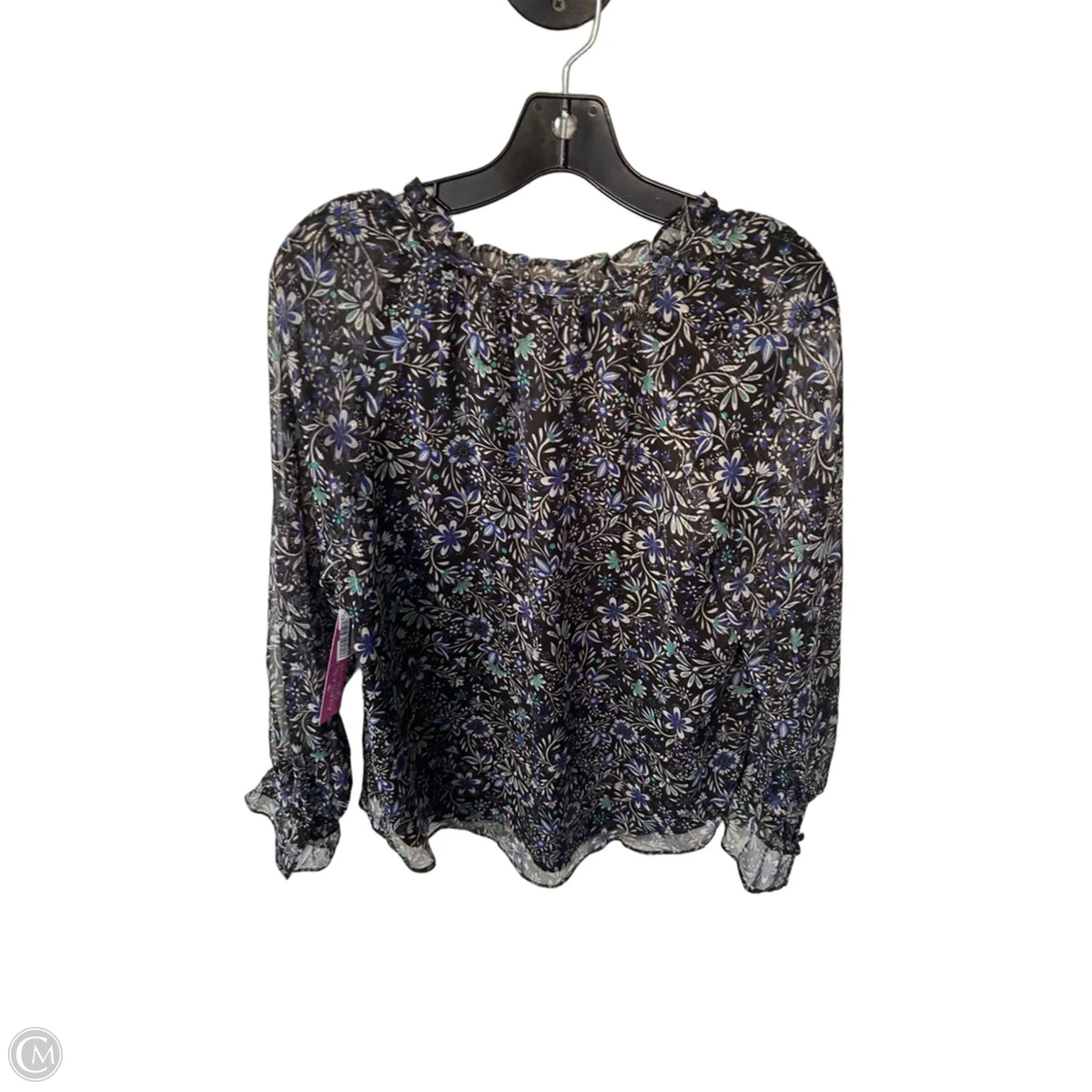 Top Long Sleeve By Loft In Black & Blue, Size: S