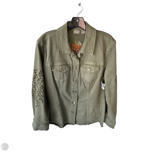 Jacket Denim By Chicos In Green Denim, Size: L