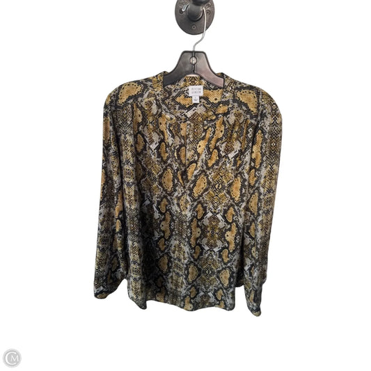 Top Long Sleeve By Peyton Jensen In Black & Yellow, Size: L