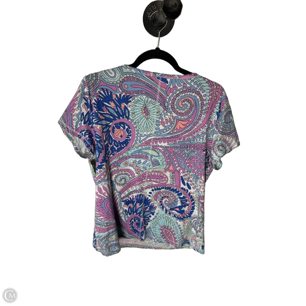 Top Short Sleeve Basic By Talbots In Blue & Pink, Size: L