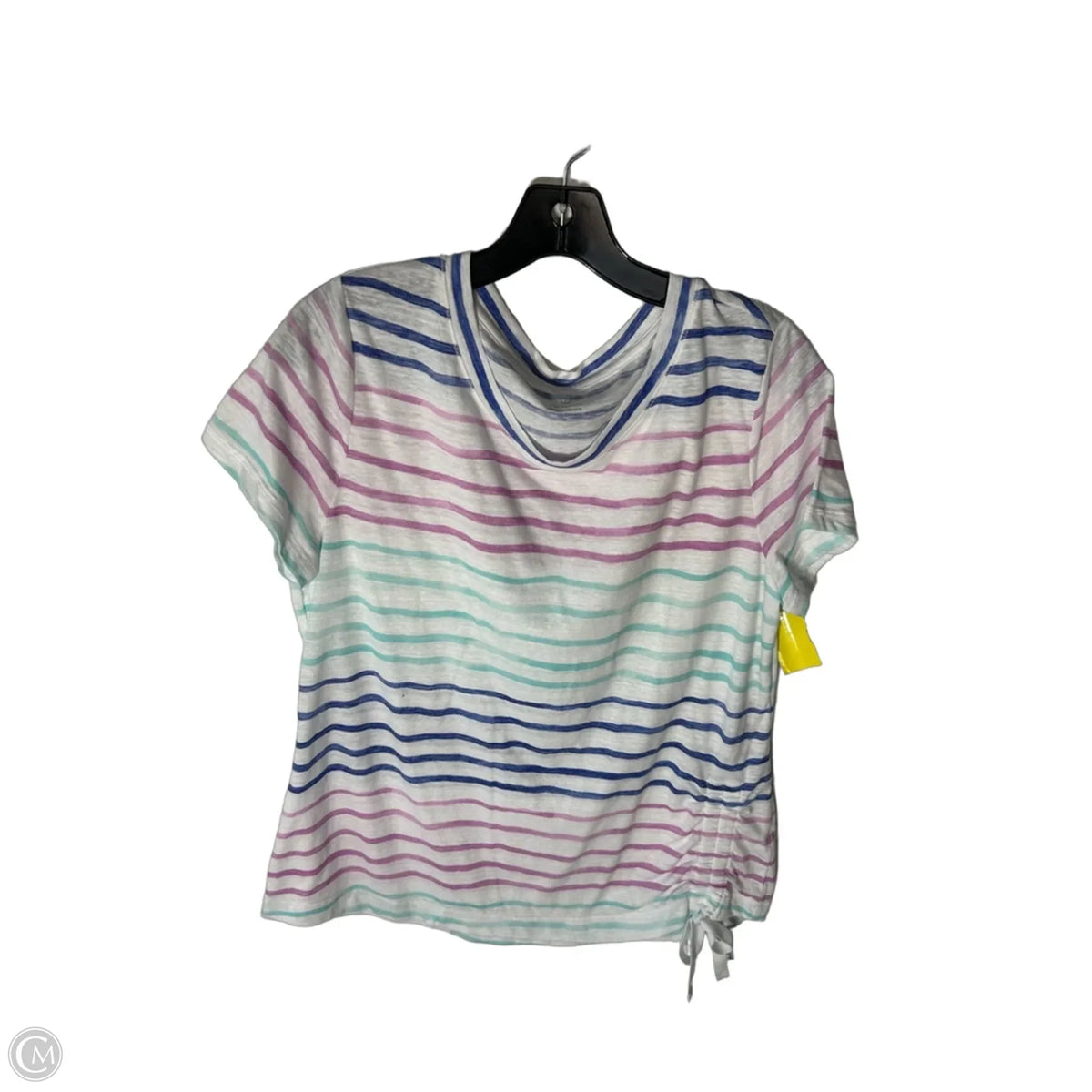 Top Short Sleeve Basic By Talbots In Blue & White, Size: L