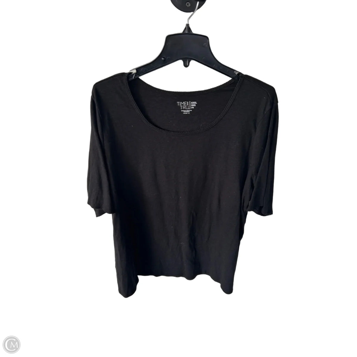 Top Short Sleeve Basic By Time And Tru In Black, Size: 3x