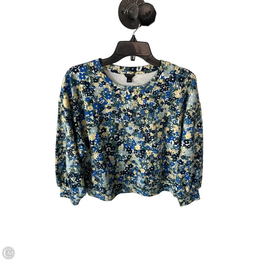 Sweatshirt Crewneck By Ann Taylor In Blue & Yellow, Size: S
