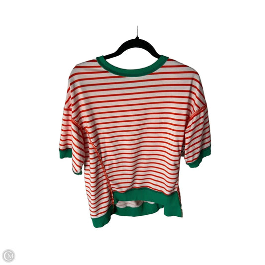 Top Short Sleeve By Cme In Cream & Red, Size: S