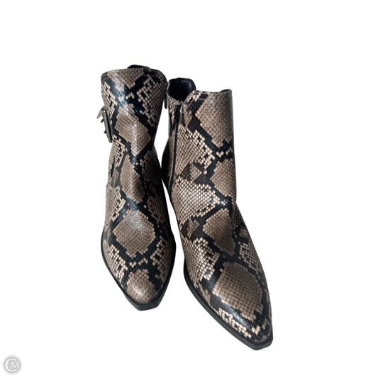Boots Ankle Heels By Scoop In Black & Tan, Size: 9