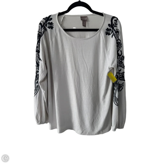 Top Long Sleeve By Chicos In Black & Cream, Size: L