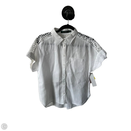 Top Short Sleeve By Lauren By Ralph Lauren In White, Size: M